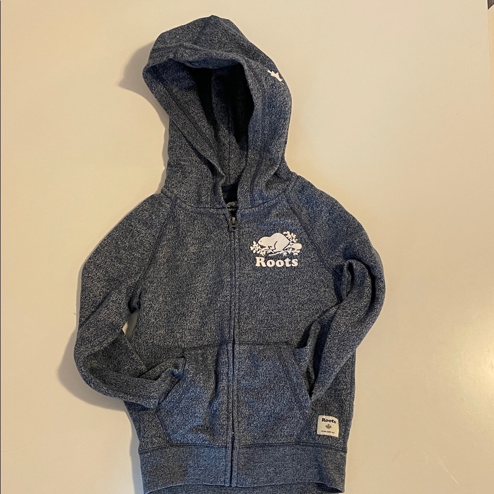 Roots Kids Heathered Blue Zip Hoodie - Size 5-6 years